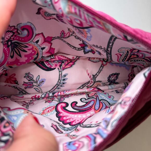 Vera Bradley Majestic Magenta Pink Zip Compact Organizer Quilted Velvet NWT - Picture 6 of 7